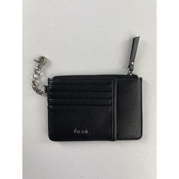 The Sak Iris Card Wallet Black Pouch 1112 Small Zip Around ID Leather - Picture 1 of 3